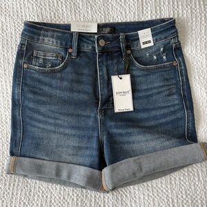 Judy Blue High Waist Tummy Control Denim Shorts Medium Dark Wash Distressed